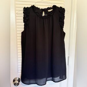 JODIFL Black Ruffle Sleeveless Blouse